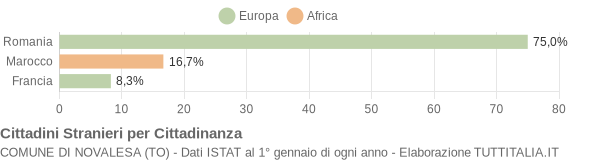 Grafico cittadinanza stranieri - Novalesa 2010