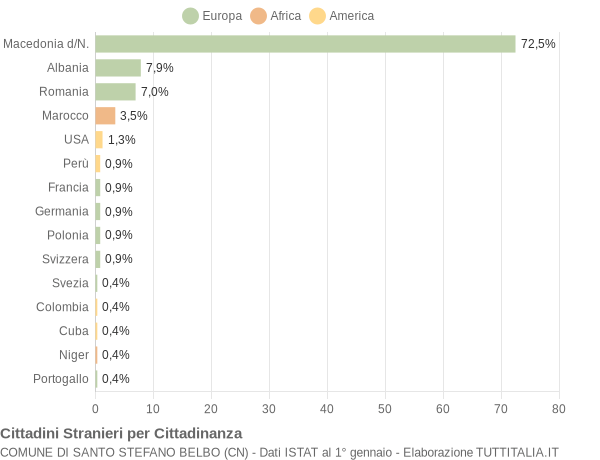 Grafico cittadinanza stranieri - Santo Stefano Belbo 2004