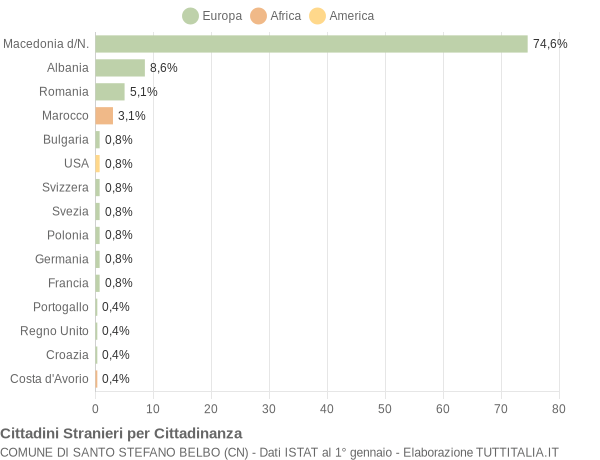 Grafico cittadinanza stranieri - Santo Stefano Belbo 2005