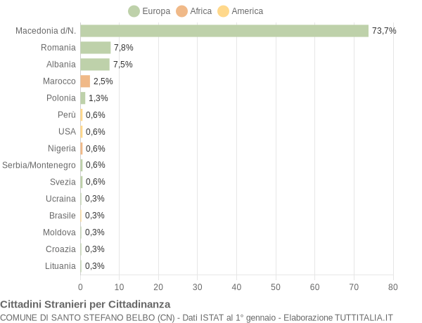 Grafico cittadinanza stranieri - Santo Stefano Belbo 2007