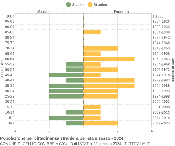 Grafico cittadini stranieri - Cellio con Breia 2024