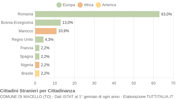 Grafico cittadinanza stranieri - Macello 2017