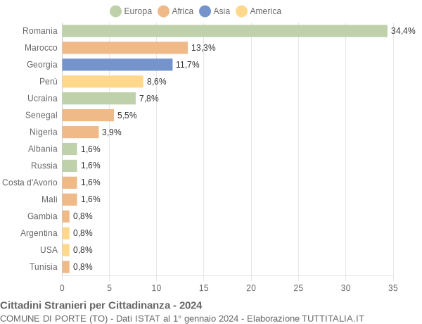 Grafico cittadinanza stranieri - Porte 2024