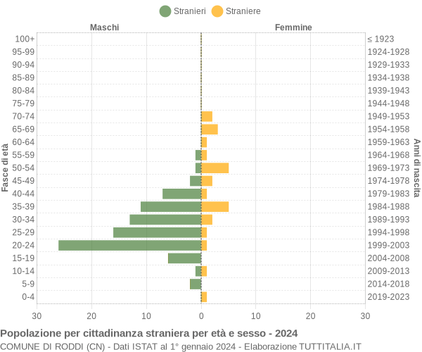 Grafico cittadini stranieri - Roddi 2024