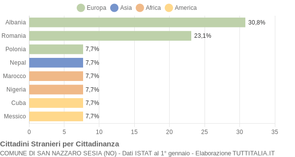 Grafico cittadinanza stranieri - San Nazzaro Sesia 2010