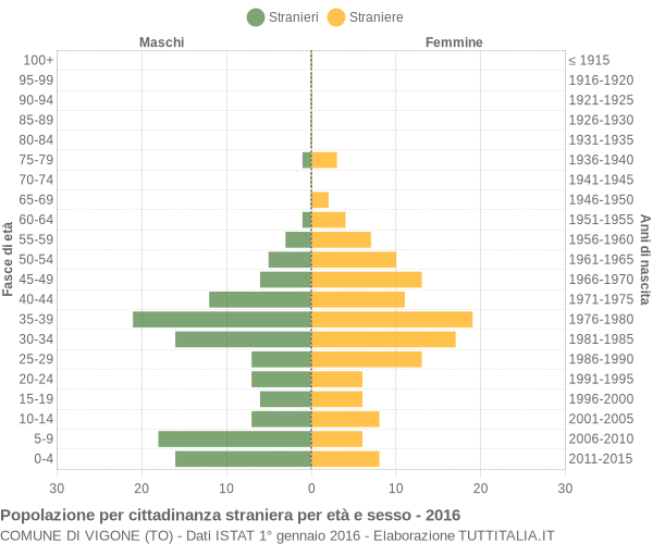 Grafico cittadini stranieri - Vigone 2016