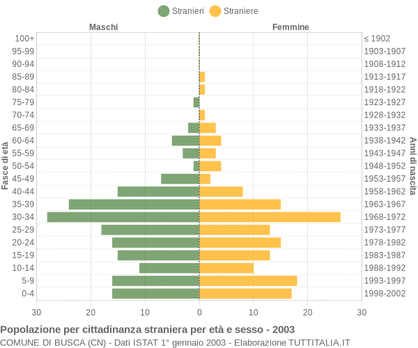 Grafico cittadini stranieri - Busca 2003