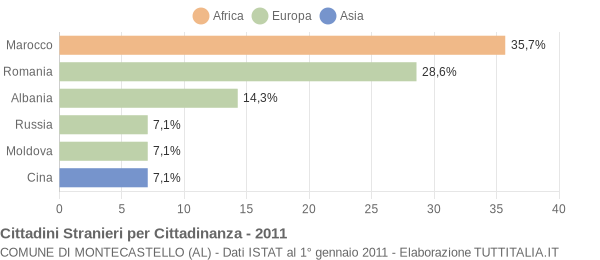 Grafico cittadinanza stranieri - Montecastello 2011