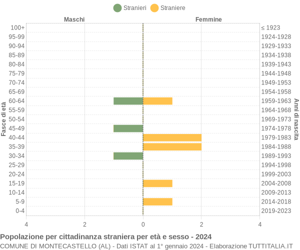 Grafico cittadini stranieri - Montecastello 2024