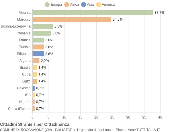 Grafico cittadinanza stranieri - Roccavione 2005