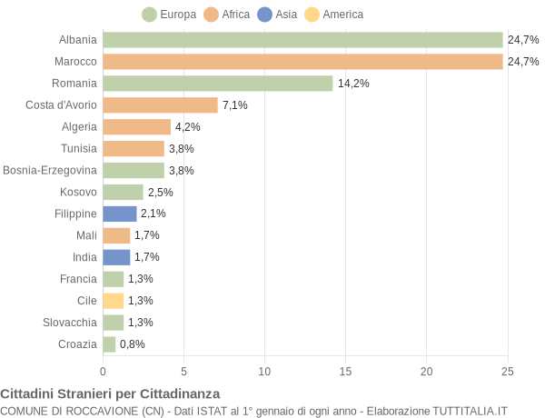 Grafico cittadinanza stranieri - Roccavione 2014