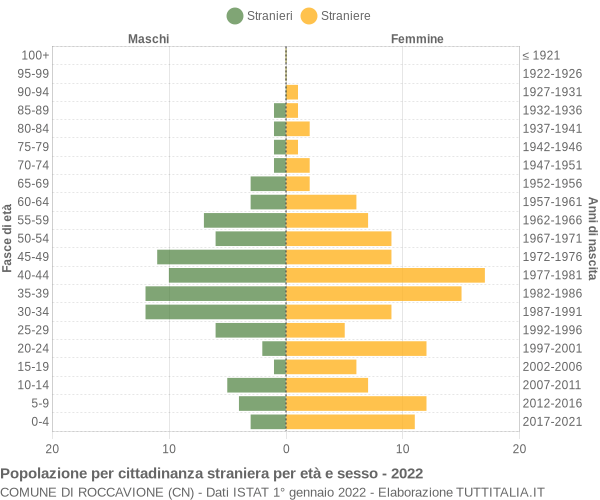 Grafico cittadini stranieri - Roccavione 2022