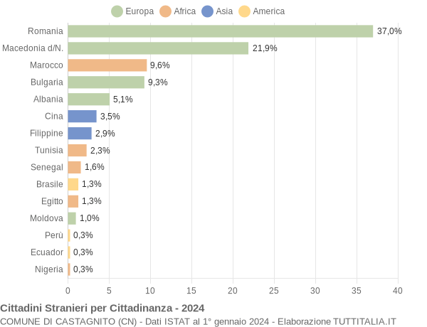 Grafico cittadinanza stranieri - Castagnito 2024