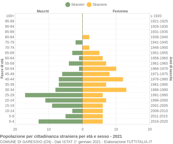 Grafico cittadini stranieri - Garessio 2021