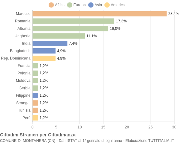 Grafico cittadinanza stranieri - Montanera 2013