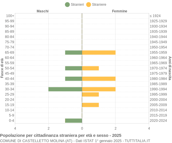 Grafico cittadini stranieri - Castelletto Molina 2025