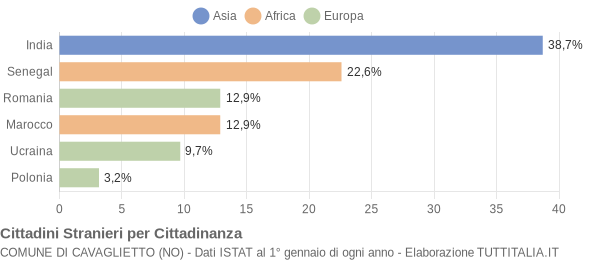 Grafico cittadinanza stranieri - Cavaglietto 2010