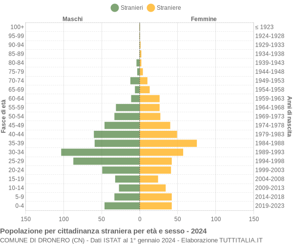 Grafico cittadini stranieri - Dronero 2024