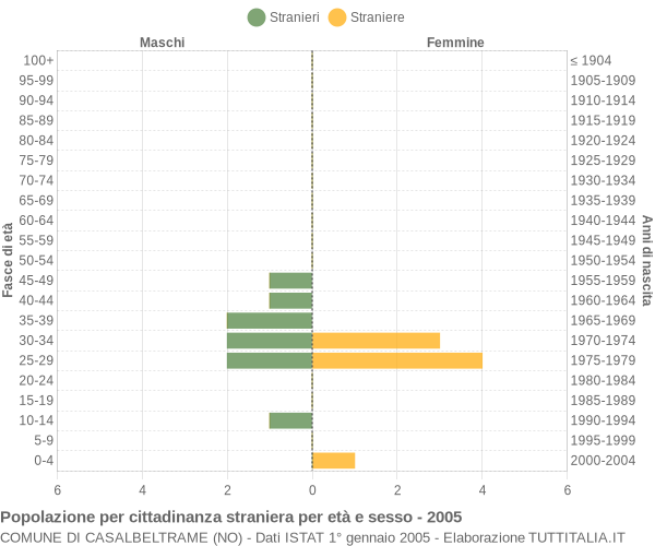 Grafico cittadini stranieri - Casalbeltrame 2005