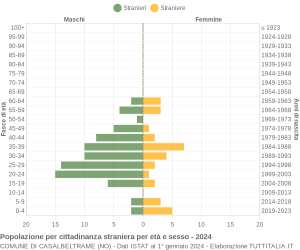 Grafico cittadini stranieri - Casalbeltrame 2024