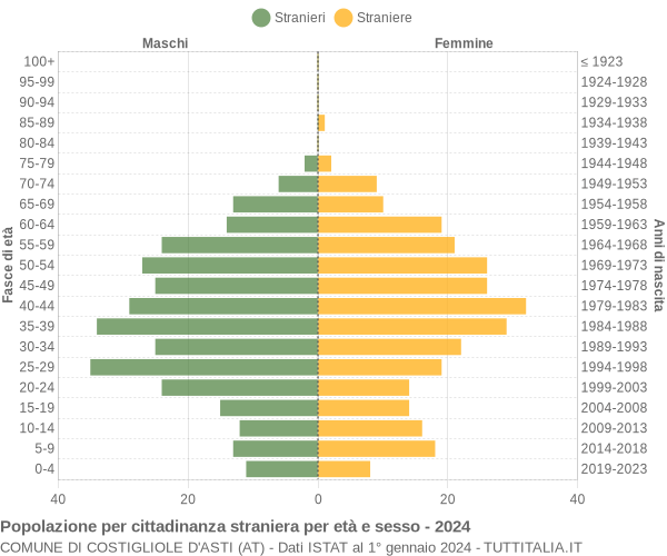 Grafico cittadini stranieri - Costigliole d'Asti 2024