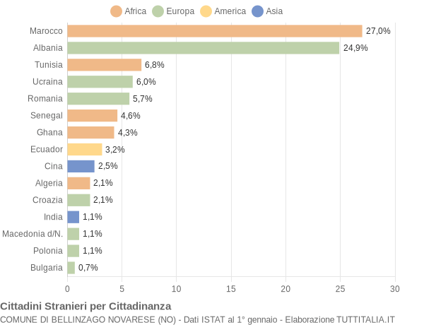 Grafico cittadinanza stranieri - Bellinzago Novarese 2006