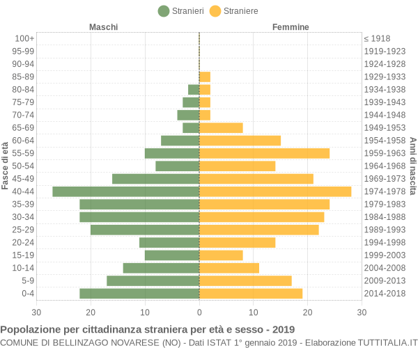 Grafico cittadini stranieri - Bellinzago Novarese 2019