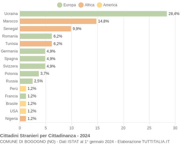 Grafico cittadinanza stranieri - Bogogno 2024