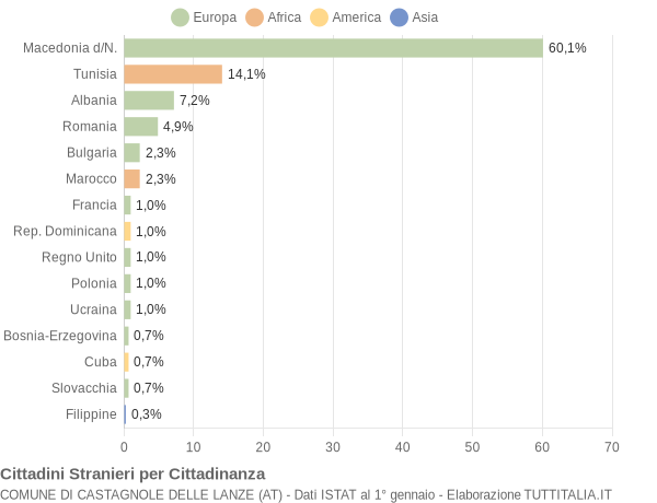 Grafico cittadinanza stranieri - Castagnole delle Lanze 2006