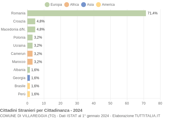 Grafico cittadinanza stranieri - Villareggia 2024