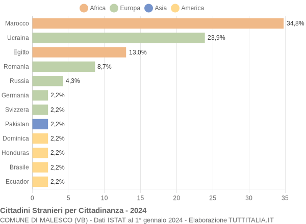 Grafico cittadinanza stranieri - Malesco 2024