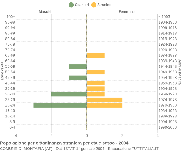 Grafico cittadini stranieri - Montafia 2004