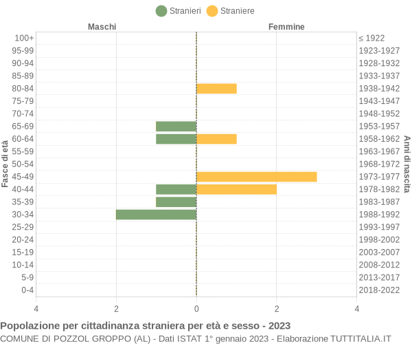 Grafico cittadini stranieri - Pozzol Groppo 2023