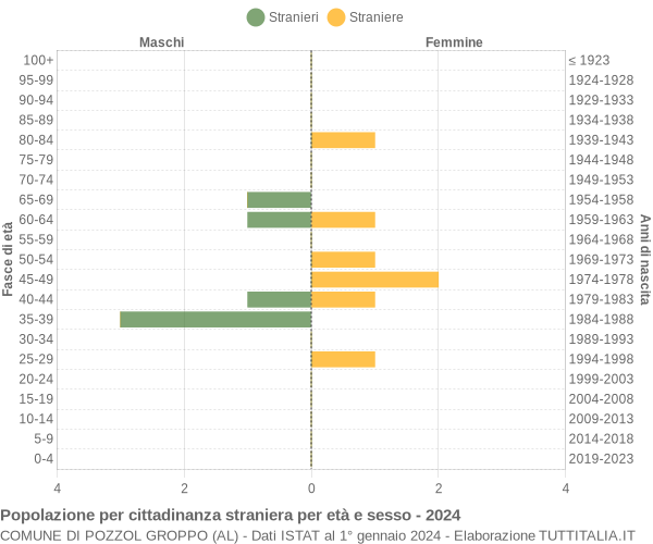 Grafico cittadini stranieri - Pozzol Groppo 2024