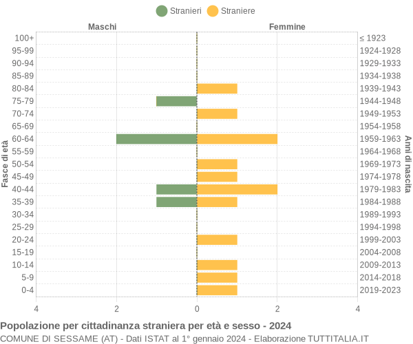 Grafico cittadini stranieri - Sessame 2024