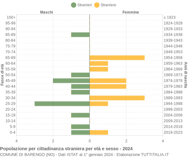 Grafico cittadini stranieri - Barengo 2024