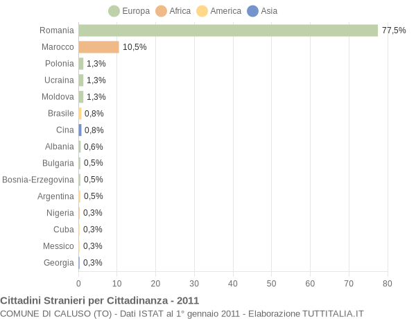 Grafico cittadinanza stranieri - Caluso 2011