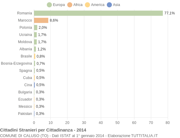 Grafico cittadinanza stranieri - Caluso 2014