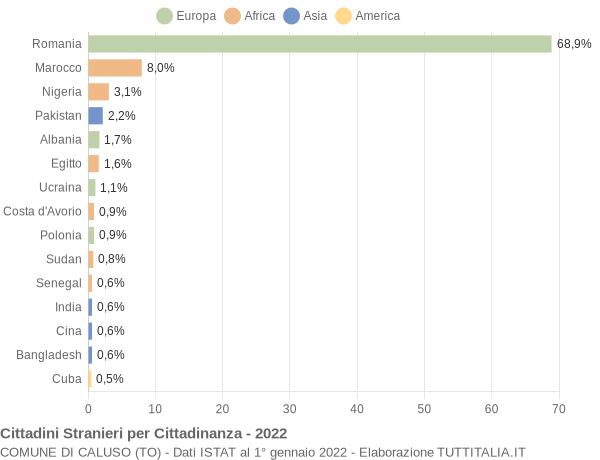 Grafico cittadinanza stranieri - Caluso 2022