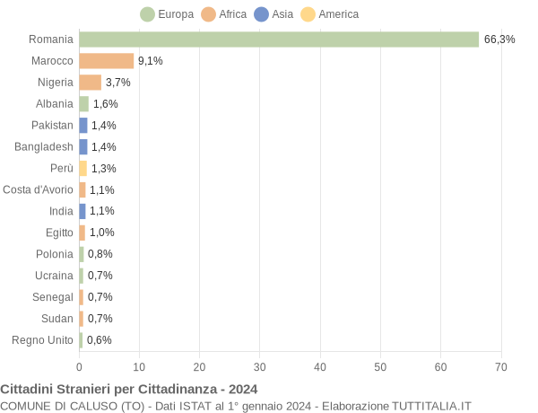 Grafico cittadinanza stranieri - Caluso 2024