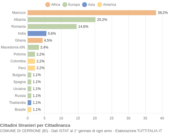 Grafico cittadinanza stranieri - Cerrione 2006