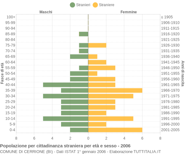 Grafico cittadini stranieri - Cerrione 2006