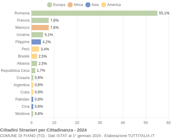 Grafico cittadinanza stranieri - Fiano 2024