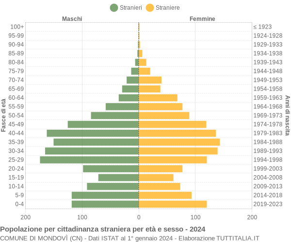 Grafico cittadini stranieri - Mondovì 2024