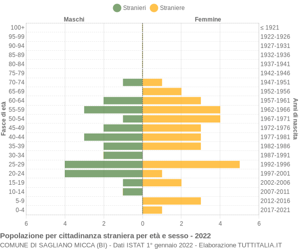 Grafico cittadini stranieri - Sagliano Micca 2022