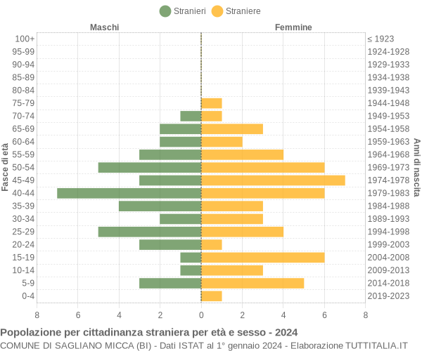 Grafico cittadini stranieri - Sagliano Micca 2024