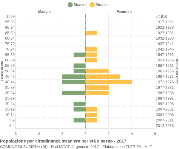 Grafico cittadini stranieri - Zubiena 2017