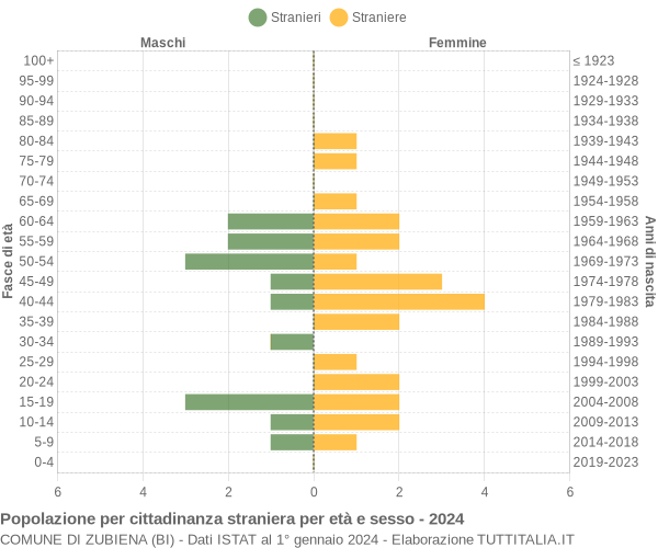 Grafico cittadini stranieri - Zubiena 2024