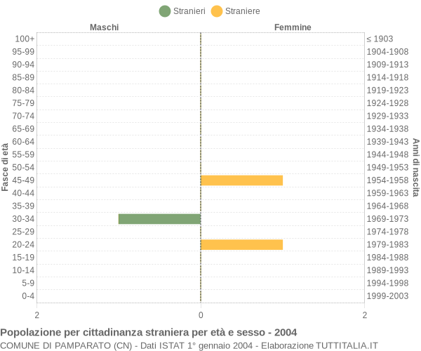 Grafico cittadini stranieri - Pamparato 2004