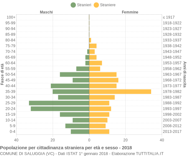 Grafico cittadini stranieri - Saluggia 2018